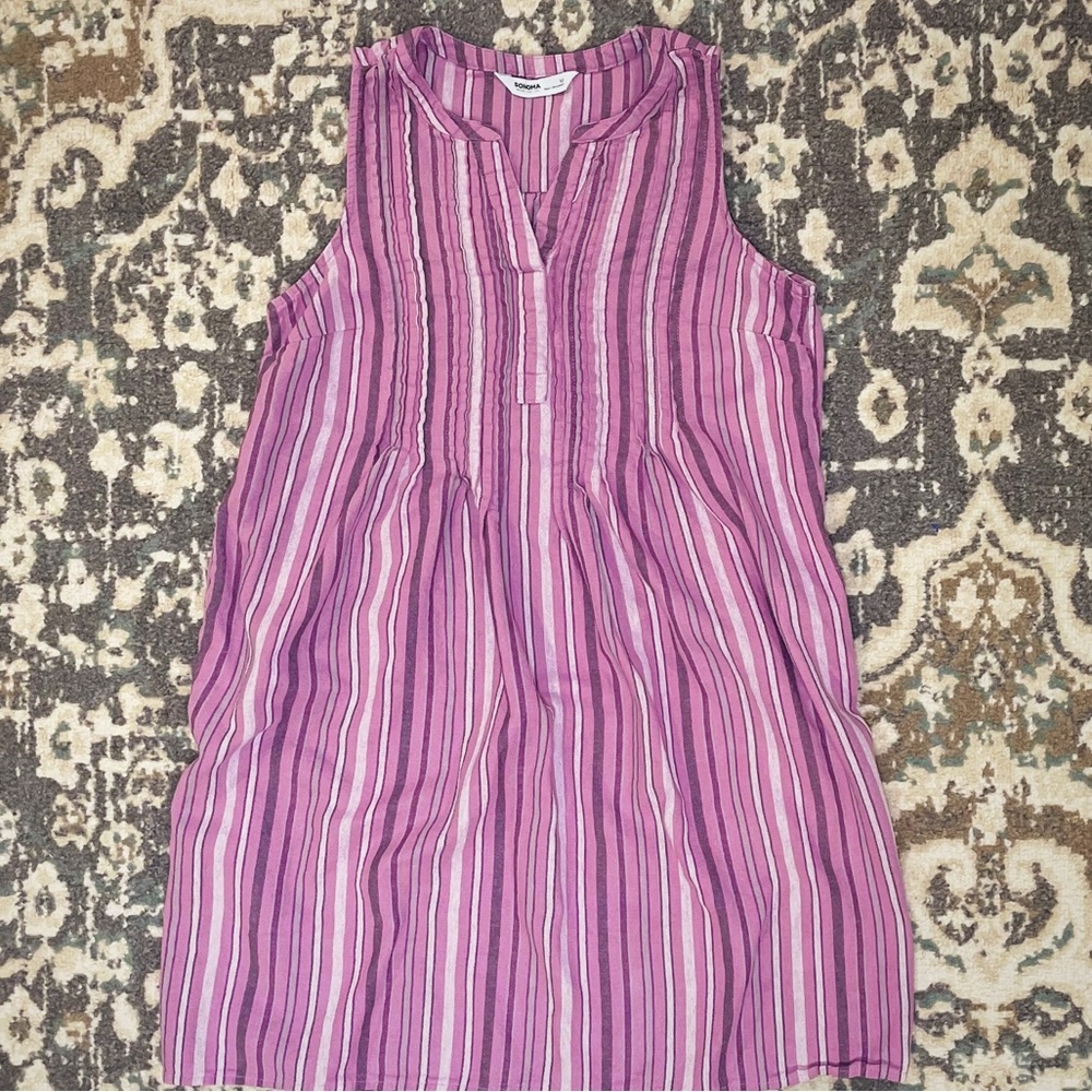 Sonoma Purple Sleeveless V-Neck Sundress